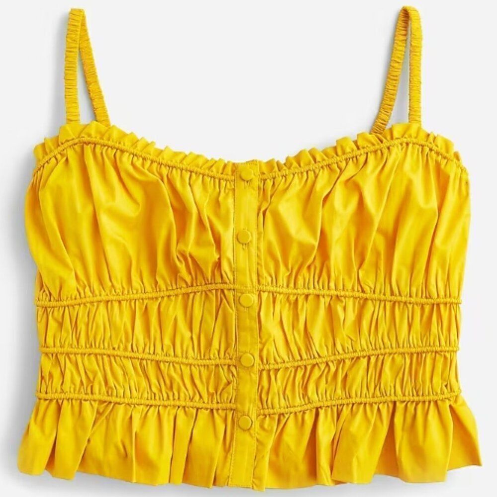 NWOT J.Crew Cinched-waist cotton poplin tank top Yellow in Size S